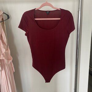 Express Wine Cap Sleeve Thong Bodysuit | Size M